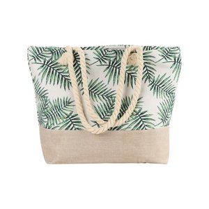 Palms Leaf Tote Bag- White/Green - XL - NWT